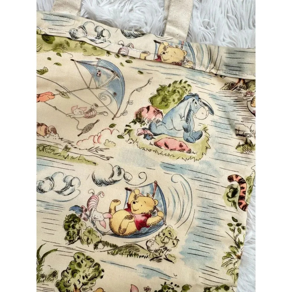 Vintage Classic Winnie the Pooh Fabric Tote Bag Handmade